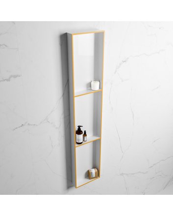 Mondiaz Easy Nis 149,5x29,5cm in solid surface kleur Ocher | Talc. 3 vakken geschikt voor in- of opbouw