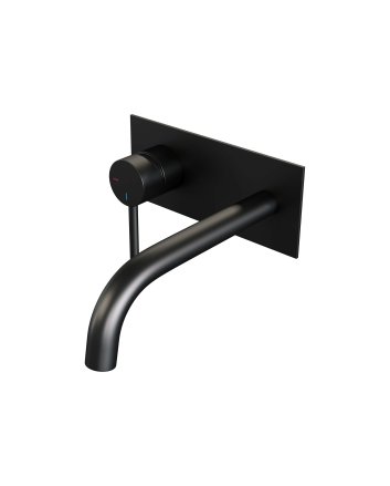 BRAUER Black Edition inbouw wastafelmengkraan met gebogen uitloop en afdekplaat model A2 mat zwart