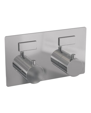 BRAUER Chrome Edition thermostatische inbouw badkraan met drukknoppen SET 04 met badvulcombinatie en 3-standen handdouche en doucheslang en wandaansluitbocht chroom