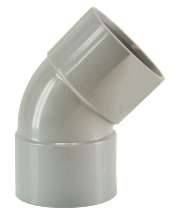 Afvoerbocht dubbele mof 75 mm 45 graden PVC