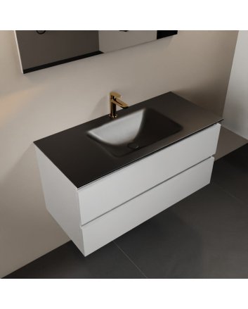 Mondiaz Aivy 100cm badmeubel Talc, wastafel Urban solid surface midden 1 kraangat