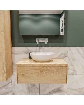 Mondiaz Lush 80 badmeubel washed oak 1 lades Barco midden geen kraangat