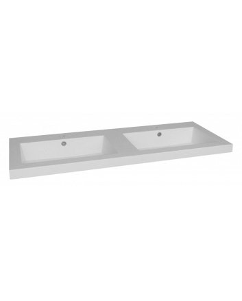 Sani DeLuxe Wastafel Trendline mineraalmarmer 140 dubbele wasbak, met twee kraangaten