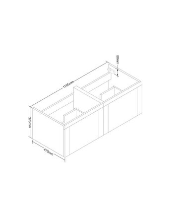 Sani DeLuxe Wood Eiken Vision onderkast 2 Lade met greeplijst in korpus kleur 120