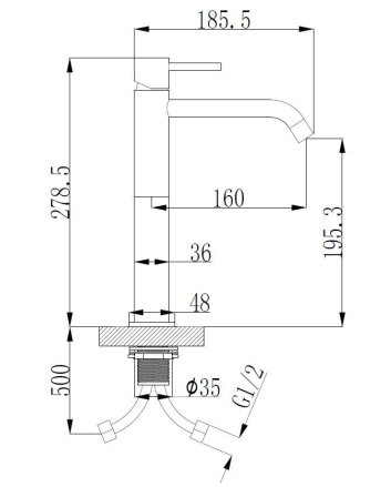 Style XL hoge wastafelmengkraan mat zwart