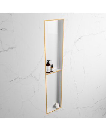 Mondiaz Easy Nis 89,5x29,5cm in solid surface kleur Ocher | Talc. 2 vakken geschikt voor in- of opbouw