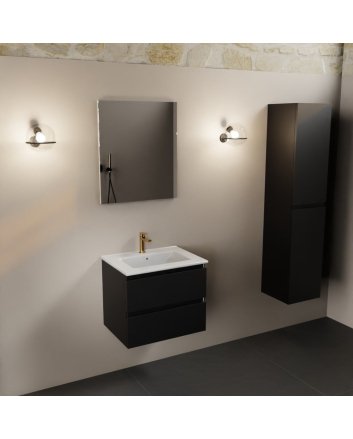 Mondiaz Aivy 60cm badmeubel Urban, wastafel glanzend wit keramiek midden 1 kraangat