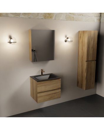 Mondiaz Aivy 60cm badmeubel Chai, wastafel Urban solid surface midden 1 kraangat met spiegelkast