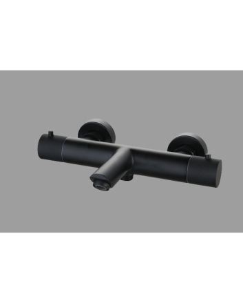 Sani DeLuxe Badmengkraan opbouw thermostatisch rond Mat Zwart met geribbeld knop