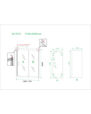 Skyline nis schuifdeur 1100 x 2000 x 8 mm nano helder glas/mat zwart