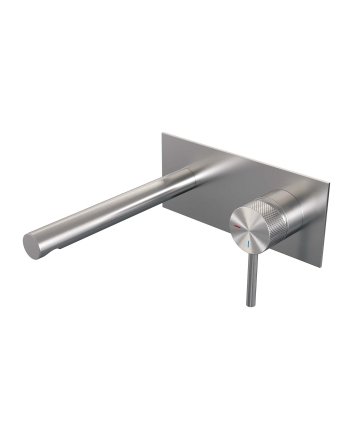 BRAUER Brushed Carving inbouw wastafelmengkraan met rechte uitloop en afdekplaat model A1 RVS geborsteld PVD
