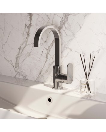 BRAUER Chrome Edition hoge opbouw wastafelmengkraan met draaibare platte uitloop model C chroom