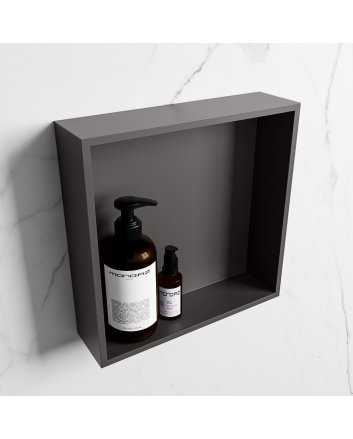 Mondiaz Easy Nis 29,5x29,5cm in solid surface kleur DarkGrey | DarkGrey. 1 vak geschikt voor in- of opbouw