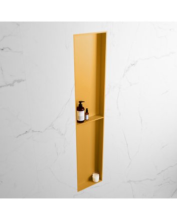 Mondiaz Easy Nis 89,5x29,5cm in solid surface kleur Ocher | Ocher. 2 vakken geschikt voor in- of opbouw