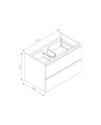 Sani DeLuxe Senza onderkast met luxe opliggende greep 80 Hoogglans Wit
