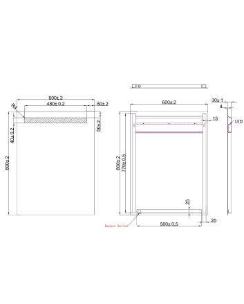 Tigris spiegel rechthoek met LED 60 x 80 cm
