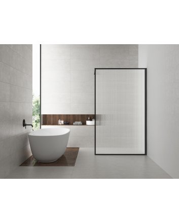 Square inloopdouche 1000x2000 8mm nano geribbeld helder glas/mat zwart