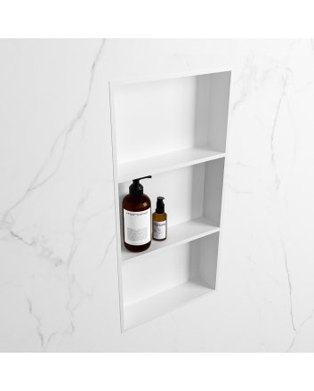 Mondiaz Easy Nis 59,5x29,5cm in solid surface kleur Talc | Talc. 3 vakken  geschikt voor in- of opbouw