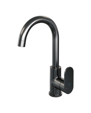 BRAUER Gunmetal Edition hoge opbouw wastafelmengkraan met draaibare ronde uitloop model C gunmetal geborsteld PVD