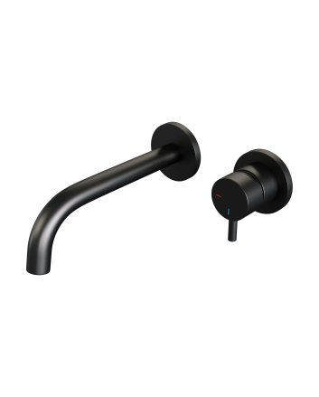 BRAUER Black Edition inbouw wastafelmengkraan met gebogen uitloop en rozetten model B1 mat zwart