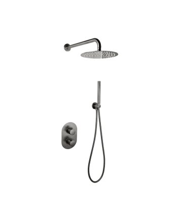 Sani DeLuxe Doucheset inbouw met box thermostaat, muurbevestiging / douchekop 25 cm rond Gun Metal