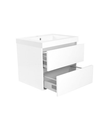 Wiesbaden Vision wastafel enkel met 1 kraangat 60x46x5,5 cm kunstmarmer glans wit
