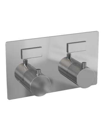 BRAUER Chrome Carving thermostatische inbouw badkraan met drukknoppen SET 03 met badvulcombinatie en staaf handdouche en doucheslang en wandaansluitbocht chroom