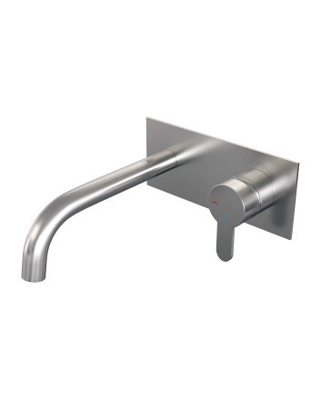 BRAUER Brushed Edition inbouw wastafelmengkraan met gebogen uitloop en afdekplaat model D1 RVS geborsteld PVD