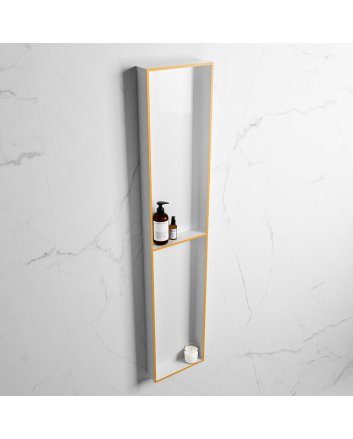 Mondiaz Easy Nis 89,5x29,5cm in solid surface kleur Ocher | Talc. 2 vakken geschikt voor in- of opbouw