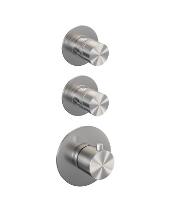 BRAUER Brushed Edition thermostatische inbouw regendouche SET 24 met 30 cm douchekop en plafondarm en 3-standen handdouche en doucheslang en geïntegreerde glijstang RVS geborsteld PVD