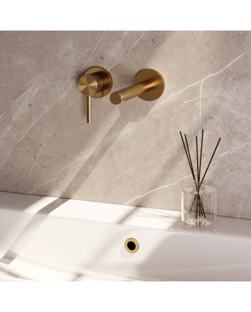 BRAUER Gold Carving inbouw wastafelmengkraan met rechte uitloop en rozetten model A2 goud geborsteld PVD
