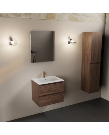 Mondiaz Aivy 60cm badmeubel Mocha, wastafel glanzend wit keramiek midden 1 kraangat