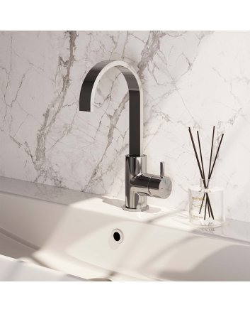BRAUER Chrome Edition hoge opbouw wastafelmengkraan met draaibare platte uitloop model B chroom