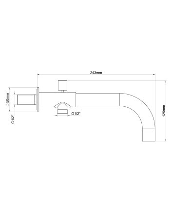 inbouw-baduitloop met omstel rond 23cm geborsteld staal
