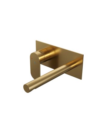 BRAUER Gold Edition inbouw wastafelmengkraan met rechte uitloop en afdekplaat model C2 goud geborsteld PVD