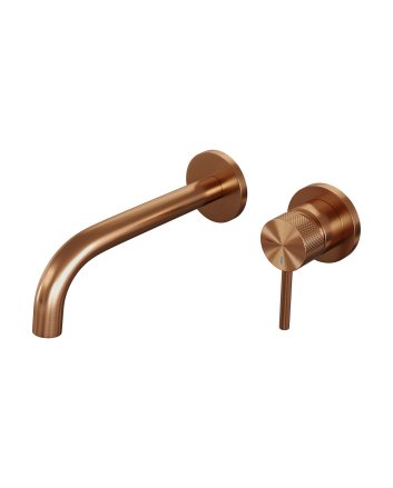 BRAUER Copper Carving inbouw wastafelmengkraan met gebogen uitloop en rozetten model A1 koper geborsteld PVD