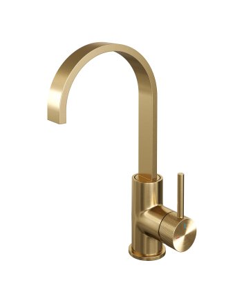 BRAUER Gold Carving hoge opbouw wastafelmengkraan met draaibare platte uitloop model A goud geborsteld PVD