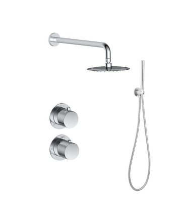 Sani DeLuxe Doucheset inbouw met box thermostaat, muurbevestiging / afwerkringen / douchekop 20 cm rond Chroom