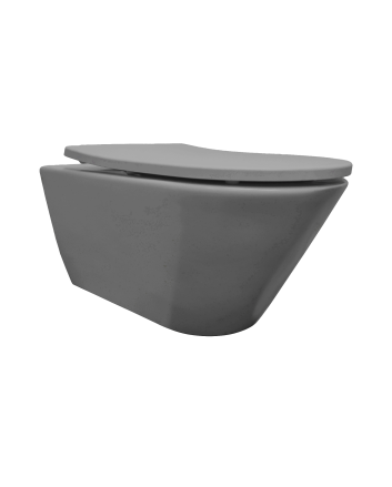 Stereo rimless wandcloset met Shade toiletzitting mat grijs