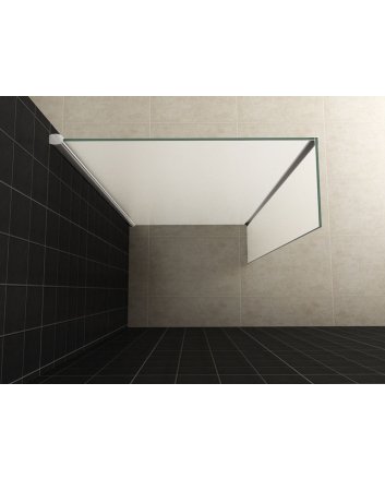 Zijpaneel 35 x 200 cm met hoekprofiel voor inloopdouche chroom met 10 mm NANO geheel matglas