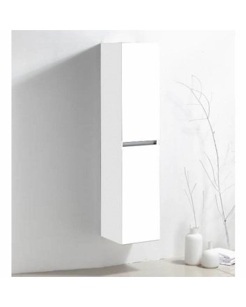 Sani DeLuxe Trendline basic kolomkast met greeplijst aluminium Hoogglans Wit