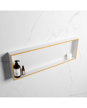 Mondiaz Easy Nis 89,5x29,5cm in solid surface kleur Ocher | Talc. 1 vak  geschikt voor in- of opbouw