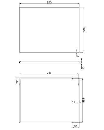 Serra spiegel rechthoek met lijst 100 x 60 x 2,1 cm aluminium