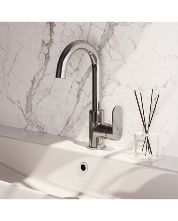 BRAUER Chrome Edition hoge opbouw wastafelmengkraan met draaibare ronde uitloop model C chroom