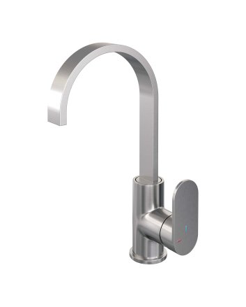 BRAUER Brushed Edition hoge opbouw wastafelmengkraan met draaibare platte uitloop model C RVS geborsteld PVD