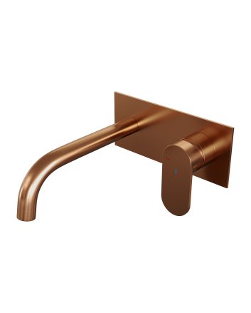 BRAUER Copper Edition inbouw wastafelmengkraan met gebogen uitloop en afdekplaat model C1 koper geborsteld PVD