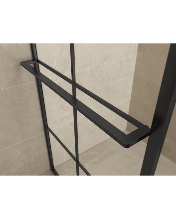 Maaz inloopdouche met raster en handdoekhouder 1000 x 2000 x 10 mm helder glas/mat zwart
