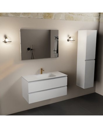 Mondiaz Aivy 100cm badmeubel Talc, wastafel Talc solid surface midden 1 kraangat