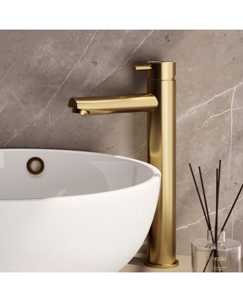 BRAUER Gold Edition verhoogde opbouw wastafelmengkraan model B goud geborsteld PVD