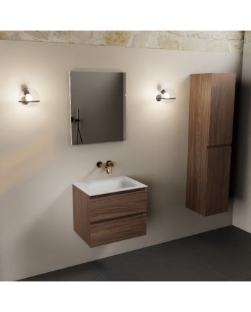 Mondiaz Aivy 60cm badmeubel Mocha, wastafel Talc solid surface midden zonder kraangat